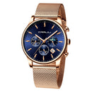 CRRJU 2266 Fashion Full Steel Mesh Calendar Chronograph 24hours Men Quartz Watch
