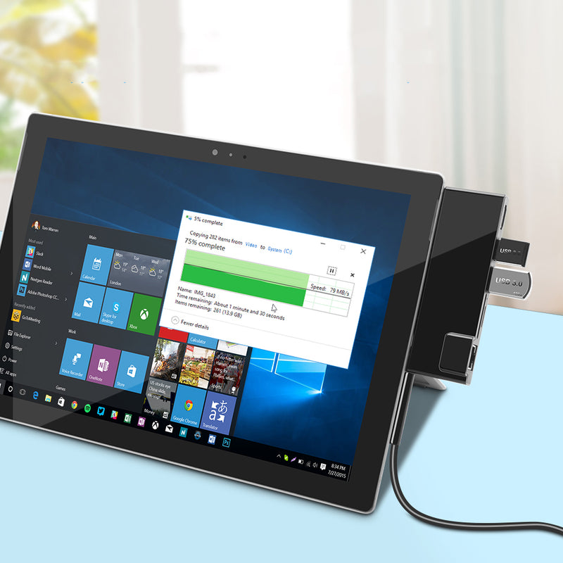 ROCKETEK SUR368/SUR468/SUR568 Surface HUB USB Hub Card Reader for Surface Pro 3/4/5/6 with 1000Mbps RJ45 LAN 4K HDMI USB 3.0 Ports SD/TF Card Slots