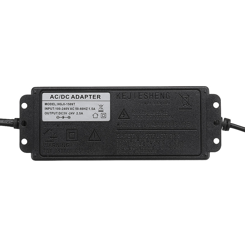 Excellway 4-24V 2.5A 60W AC/DC Adjustable Power Adapter Supply US Plug Speed Control Volt Display
