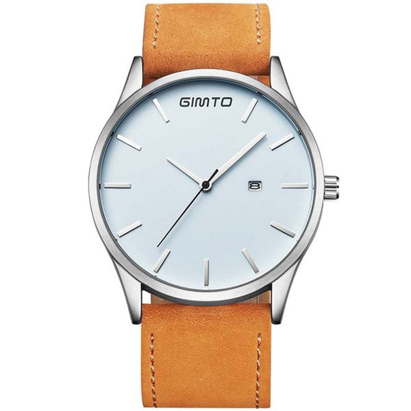 GIMTO GM208 Men Watch Luxury Date Display Leather Watch Band Male Quartz Wrist Watch