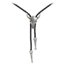 Punk Zinc Alloy Ox Head Skull Necklace Men's Adjustable Lariat Leather Clothing Accessory