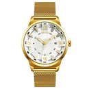 SKMEI 9166 Business Gold Stainless Steel Strap Date Display Waterproof Men Watch Quartz Watch