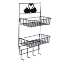 2 Layers Adhesive Wall Shelf Iron Keys Hanging Storage Rack Home Kitchen Door Organizer