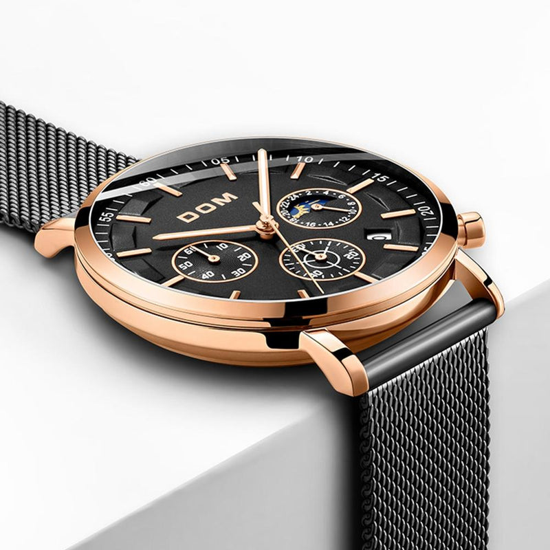 DOM 1296GK Fashion Men Watch 3ATM Waterproof Luminous Display Large Dial Quartz Watch