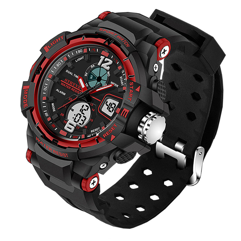 STRYVE S8012 Chronograph Luminous Week Display Waterproof Men Sport Dual Display Digital Watch