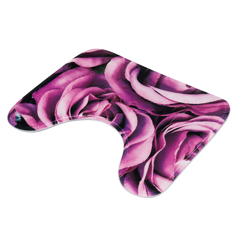 180x180cm Purple Rose Bathroom Shower Curtains With Hook + Toilet Mat + Rug