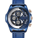 BAGARI 1802P Fashion Men Watch 3ATM Waterproof Week Display Leather Strap Quartz Watch