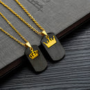 Her King His Queen Crown Couple Square Titanium Steel Necklace