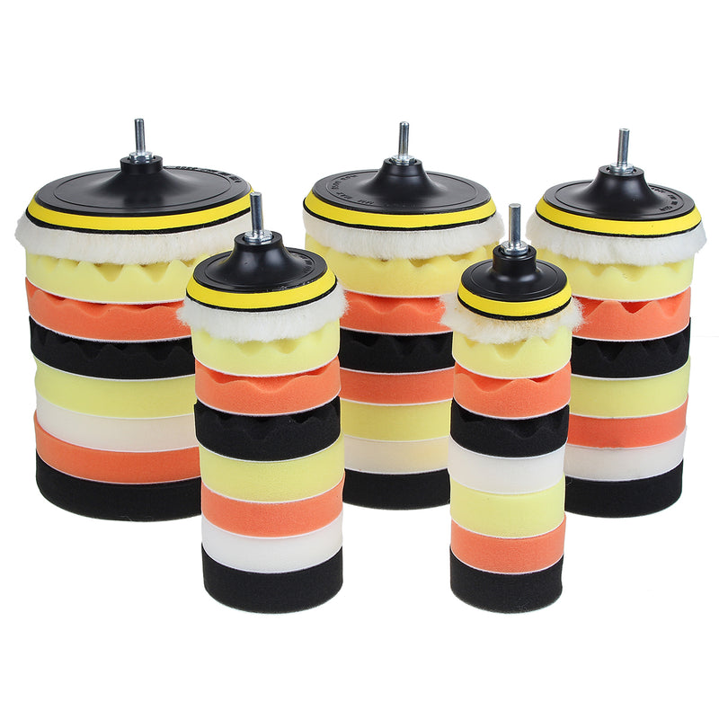 10pcs 3/4/5/6/7 Inch Buffing Waxing Polishing Sponge Pads Kit Set for Car Polisher Drill