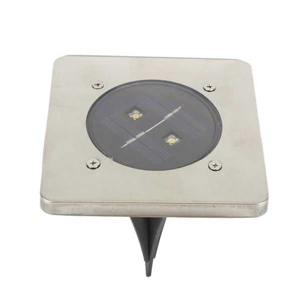 Garden Square 2 LED Solar Power Ground Light Outdoor Patio Lawn Waterproof Lamp