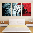 Miico Hand Painted Three Combination Decorative Paintings Botanic Tree Wall Art For Home Decoration