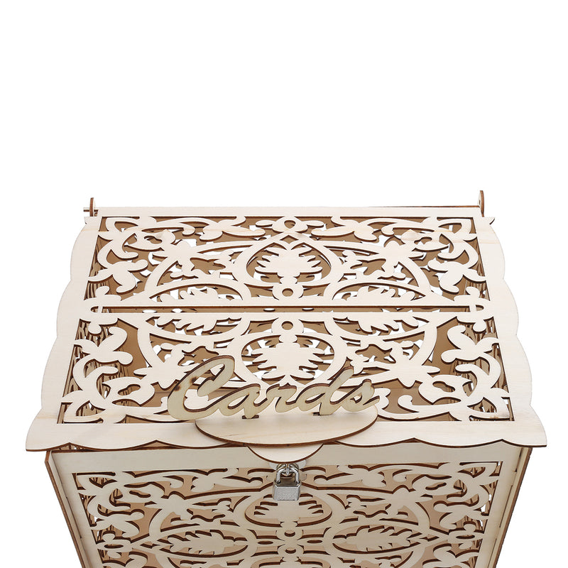 Wooden Wedding Card Post Box with Lock Collection Gift Card Boxes Weddings Decor Supplies