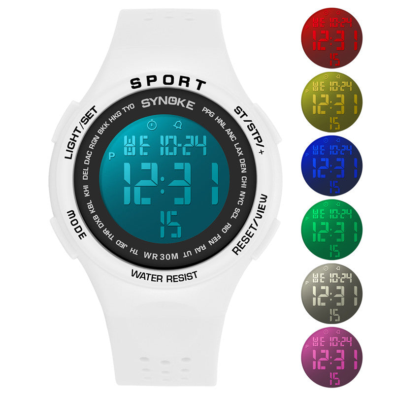 SYNOKE 9616 EL Display Silicone Strap Sport Watch 3ATM Waterproof Alarm Student Digital Watch