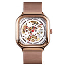 SKMEI 9184 Fashion Men Automatic Watch Waterproof Hollow Art Stainless Steel Strap Mechanical Watch