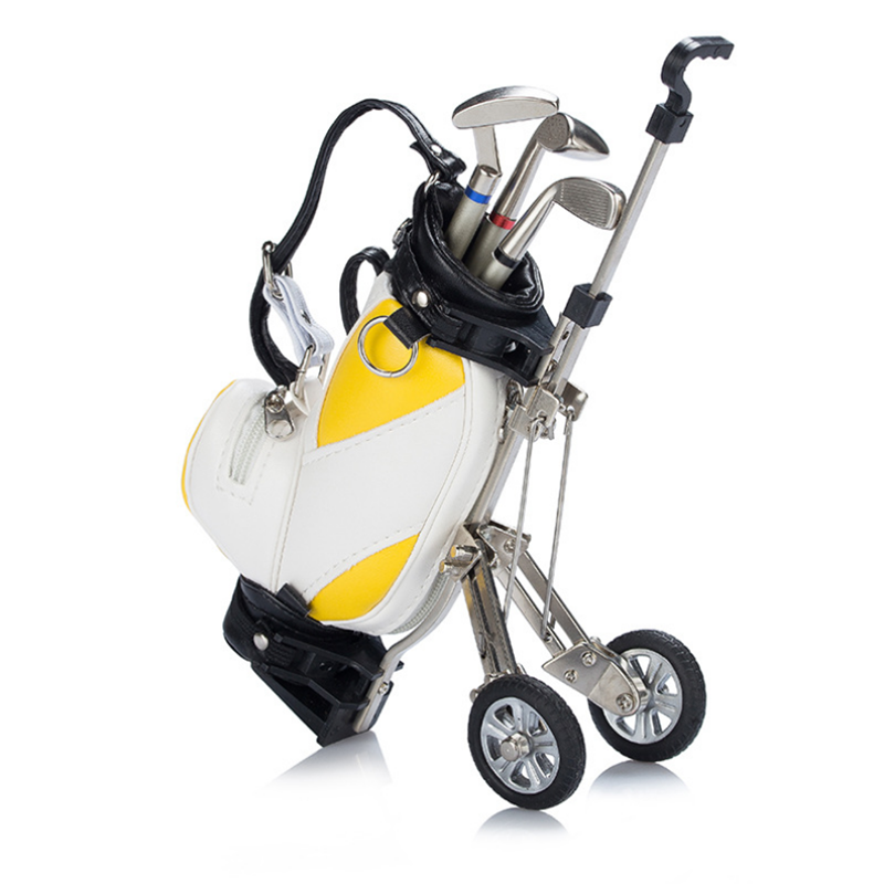 Mini Golf Bag Appearance Pen Holder with Golf Club Putter Ballpoint Pen Golfers Gift Box Set Desktop Deco for Office School Supplies Stationery