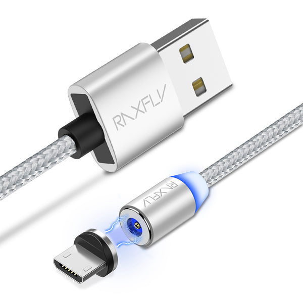 RAXFLY Micro USB LED Magnetic Braided Charging Cable 1m For Xiaomi Redmi 5 Plus Note 4X 5 S7