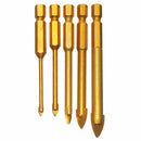 5pcs 3/4/6/8/10mm Titanium Coated Hex Shank Glass Drill Bit Set
