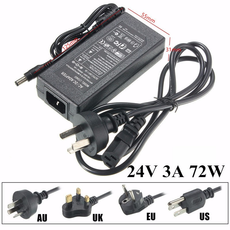 5.5mm x 2.5mm  AC 100-240V to DC 24V 3A Switching Power Supply Adapter Transformer