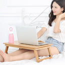 Adjustable Laptop Desk with USB Cooling Fan Bamboo Foldable Notebook stands Holder Sofa Bed Office wooden Laptop Table