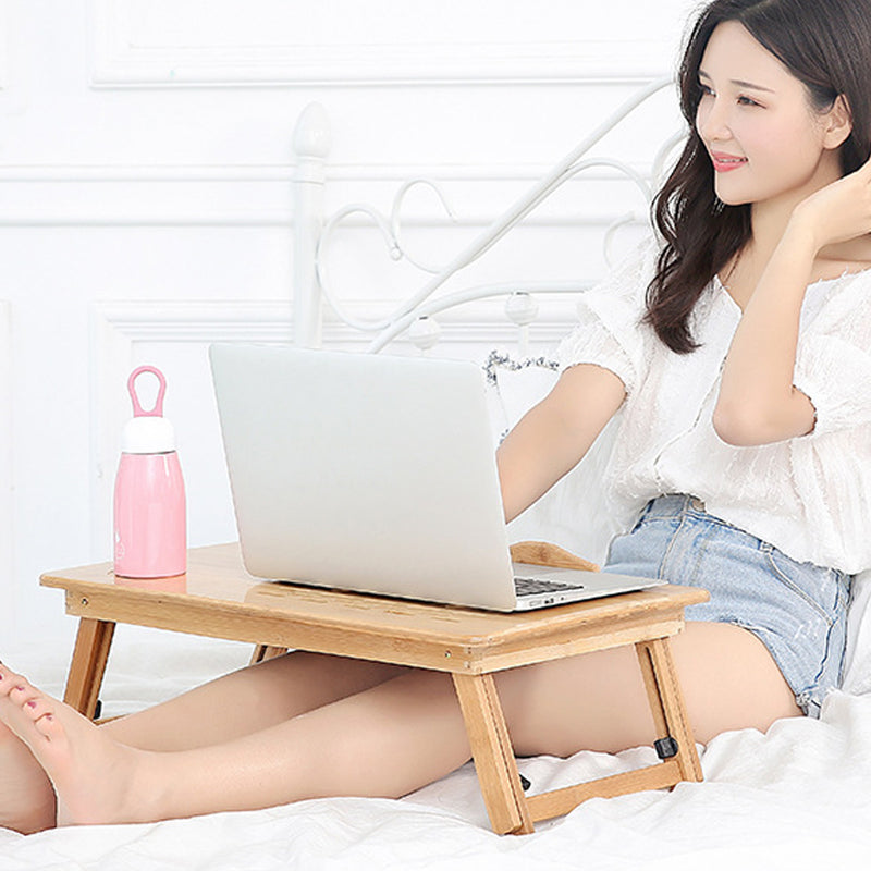 Adjustable Laptop Desk with USB Cooling Fan Bamboo Foldable Notebook stands Holder Sofa Bed Office wooden Laptop Table