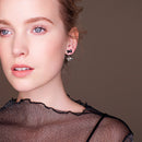 Sweet 925 Sterling Silver Earrings Full Rhinestone Bowknot Ball Stud Earrings for Women