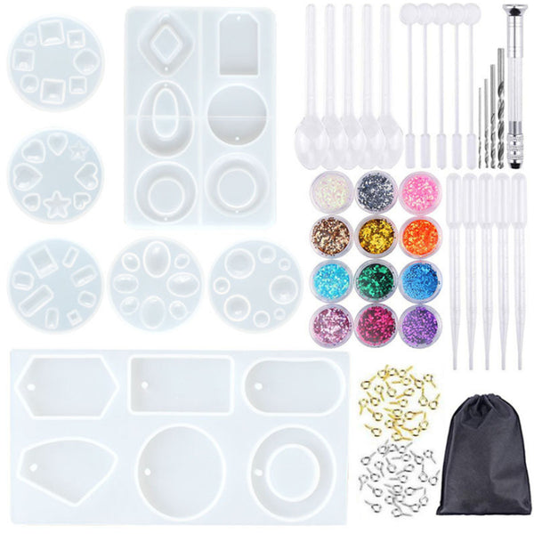 89Pcs/Set Pendant Trays Set DIY Jewelry Bezel Making Crystal Bracelet Pendant Silicone Resin Mould Jewelry Casting Molds Kit Vintage Base