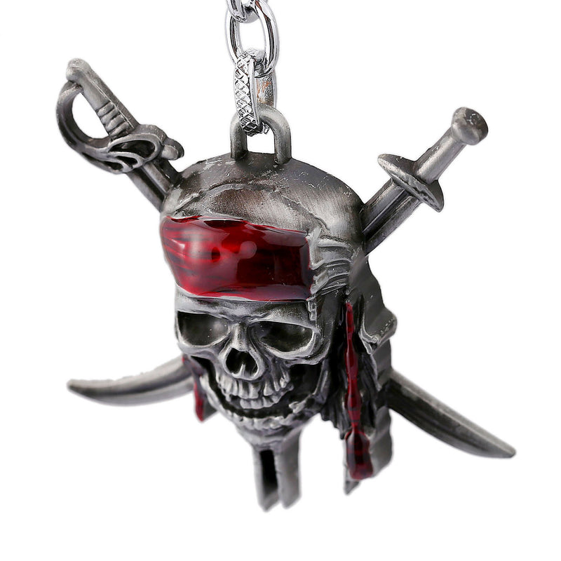 Halloween Cool Zinc Alloy Keychain Captain Jack Skeleton Skull Double Knives Metal Keychain