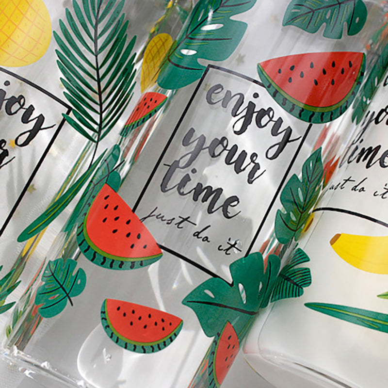 Borosilicate Glass Flamingo Fruit Pattern Anti-High Temperature Glass Cup Water Bottle