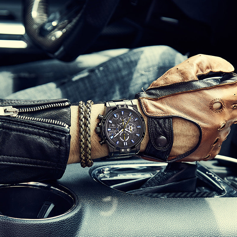 MEGIR 2108 Luxury Big Dial Chronograph Business Style Stainless Steel Men Watch Quartz Watch