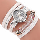 DUOYA D214 Crystal Casual Style Women Bracelet Watch Gift Leather Strap Quartz Watch