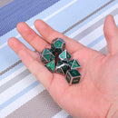 Zinc Alloy Metal Polyhedral Dice Silver Border Green Enamel Body Role Playing Game Dice Gadget RPG