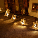 1.2M Battery Powered 10 LED Warm White Wooden Romantic Pentagram String Light Holiday Lamp DC3V