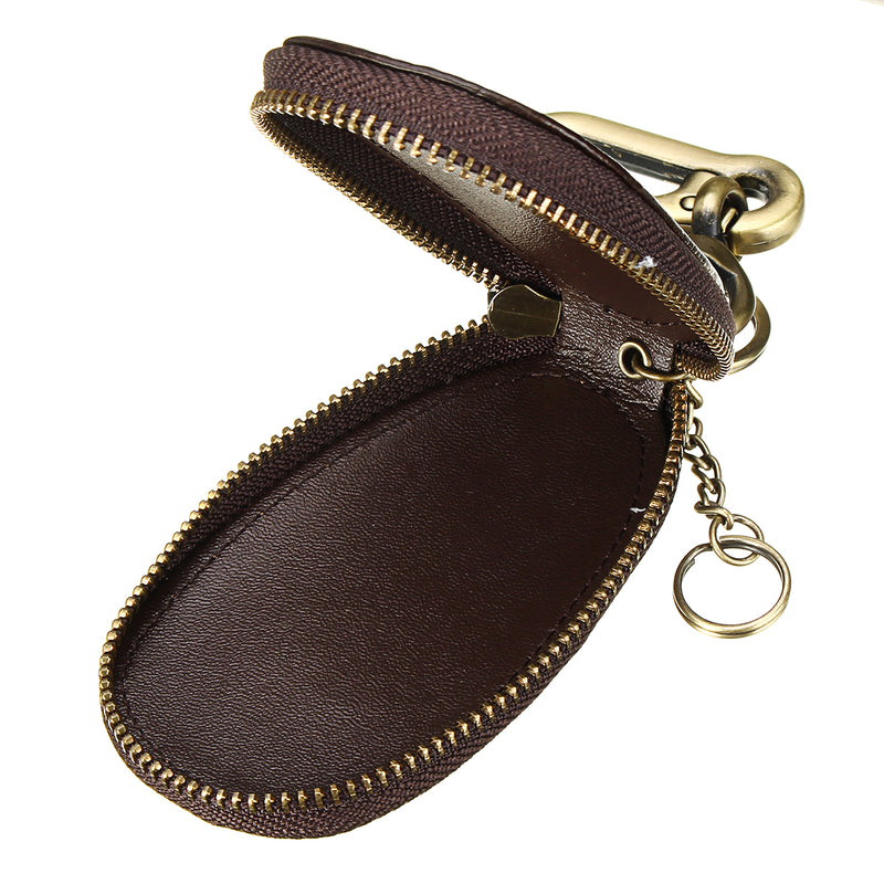 Car Remote Keychain Holder Case Bag Cowhide Leather Crocodile Claw Zipped Purse