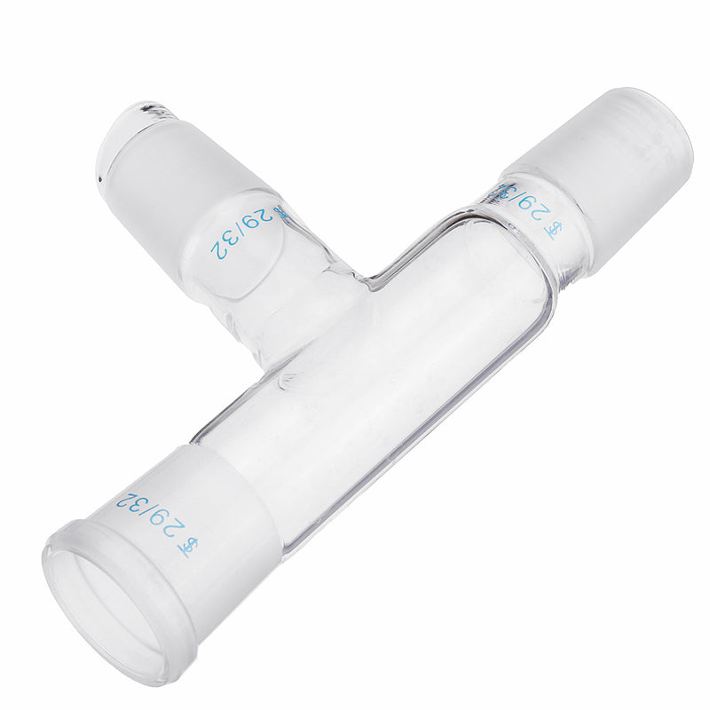 29/32 75 Degree Three-way Borosilicate Glass Distillation Adapter Connector Distilling Tube w/ Standard Ground Taper Joints