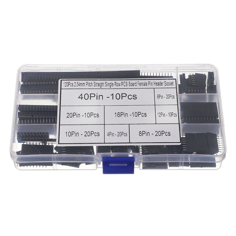 120pcs 4Pin-40Pin 2.54mm Pitch Straight Single Row PCB Board Female Pin Header Socket