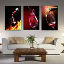 Miico Hand Painted Three Combination Decorative Paintings Red W-ine Glass Wall Art For Home Decoration