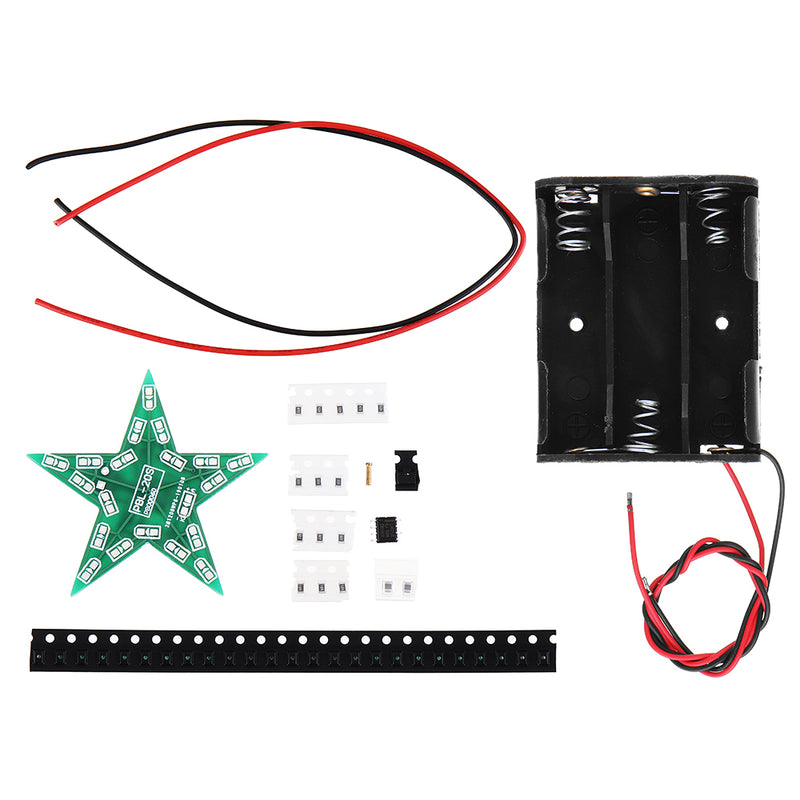 10pcs Blue DIY SMD Pentagram LED Flash Light Electronic Practice Kit With Battery Case