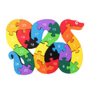 Kids Child Wooden Block Toys Alphabet Number Building Jigsaw Puzzle Snake Shape