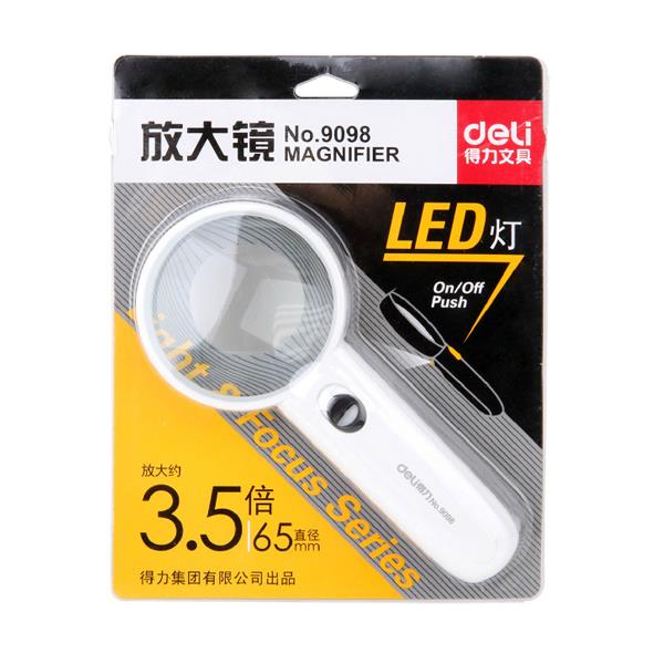 Deli 9098 Magnifier LED Light Diameter 65mm About 3.5 Times Magnifying Glass Wide Field Of View