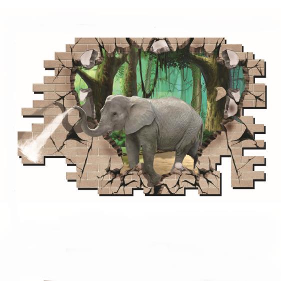3D Elephant Forest Living Room Bedroom Animals Floor Home Background Wall Decor Creative Stickers