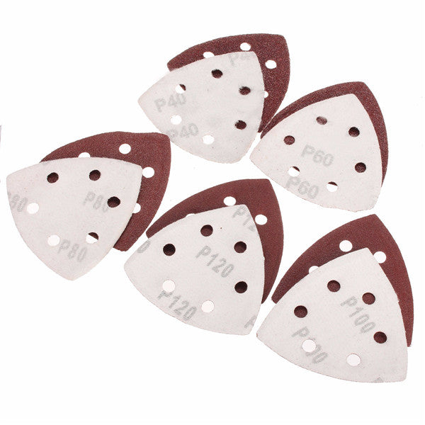 10pcs 90mm 40 60 80 100 120 Grit Sanding Sheets Triangle Sander Pads