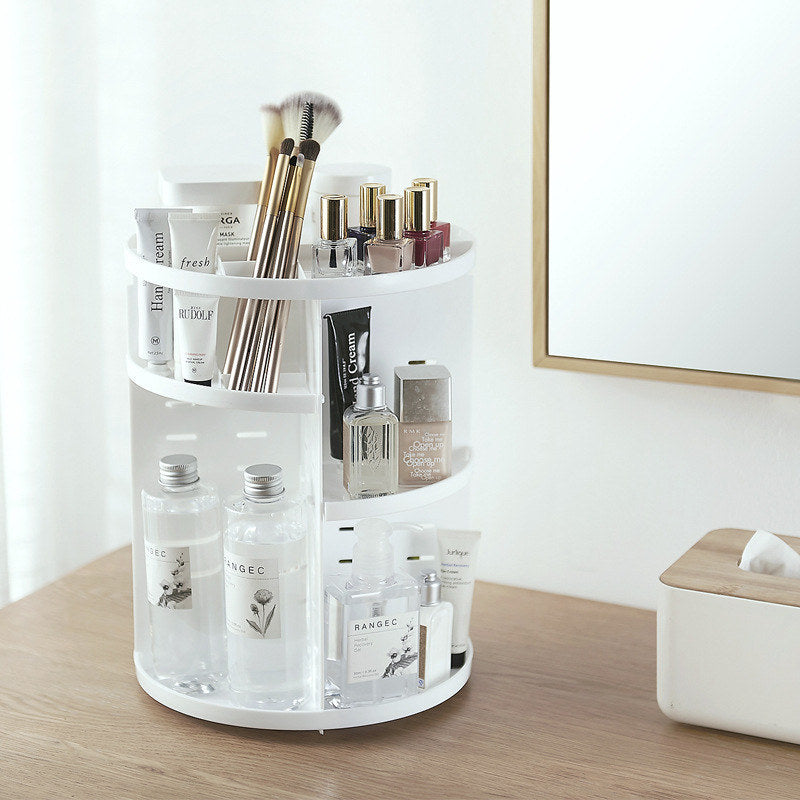 360 Rotating Makeup Organizer Box Brush Holder Jewelry Organizer Case Desktop Cosmetic Storage Box