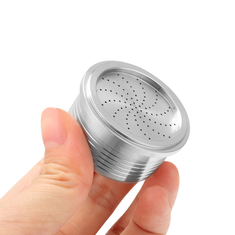 Stainless Steel Refillable Coffee Capsule Cup Reusable Coffee Pods w/ Pods Holder Coffee Spoon Brush for Nespresso