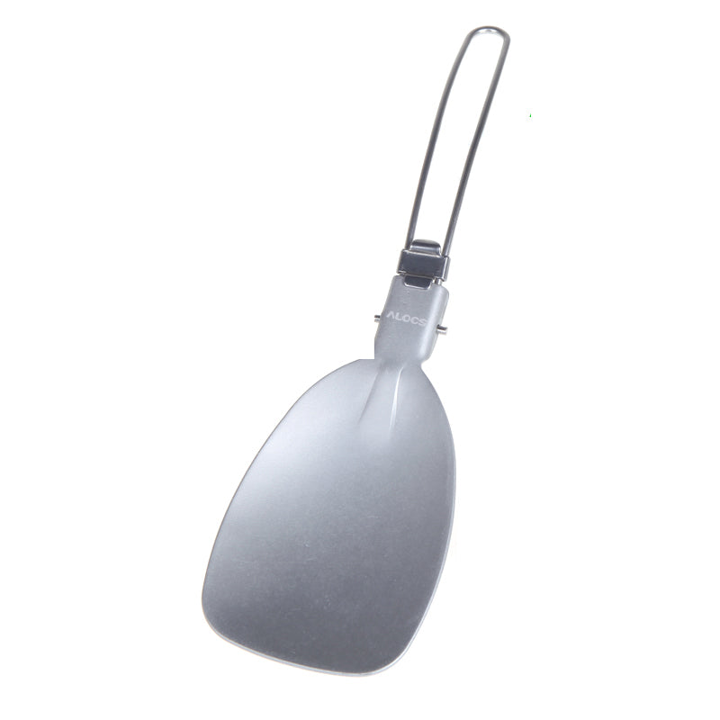 Alocs TW-301 Portable Folding Pan Cake Turner Picnic Food Rice Spoon Ladle Stainless Steel Aluminum Tableware