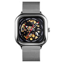 SKMEI 9184 Fashion Men Automatic Watch Waterproof Hollow Art Stainless Steel Strap Mechanical Watch