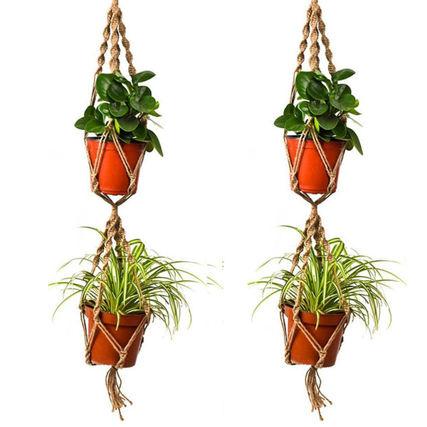 110cm Double Layer Hemp Jute Rope Plant Flower Pot Hanger Holder Macrame Hanging Basket