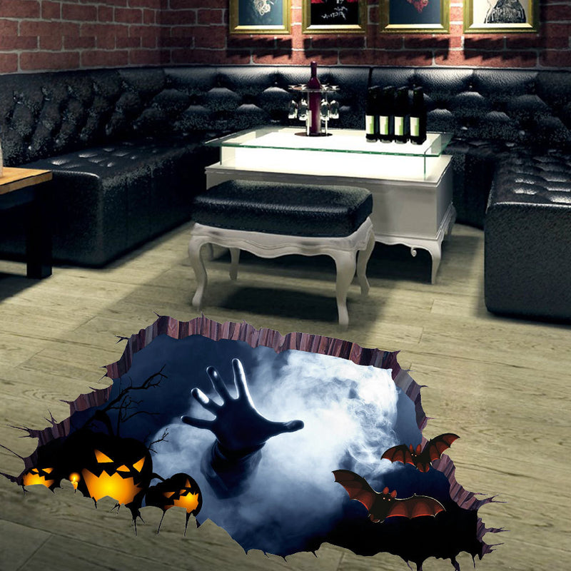 Halloween 3D Floor Sticker Bedroom Living Room Haunted House Decor Wall Stickers Ghost Hand Through