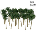 20pcs Plastic Palm Tree Model Train Green Brown Landscape Layout Scale Decorations 16cm 6.3