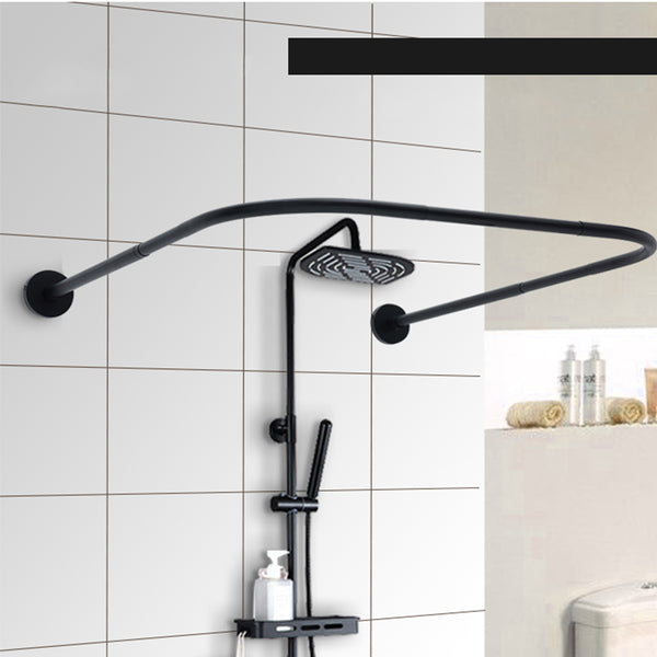 U Shape Extendable Telescopic Shower Curtain Rod 80-130cm Rail Rod