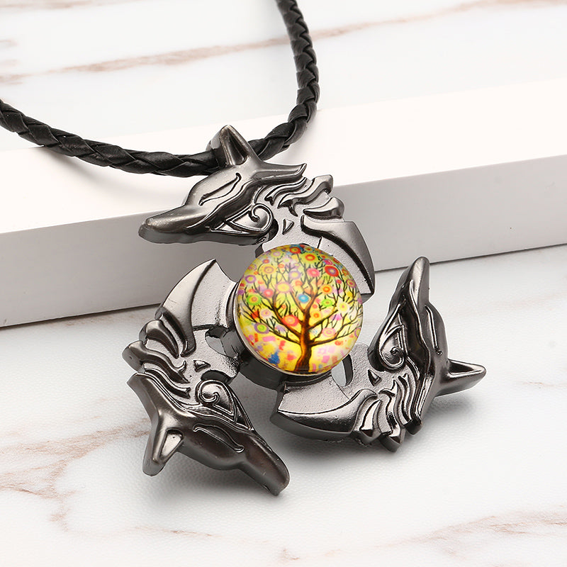 Unisex Fidget Spinner Dragon Necklace Pendant Necklace for Men Women
